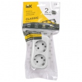 Колодка электрическая ИЭК Classic К02 на 2 розетки 16А с заземлением белая