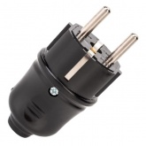 Вилка с заземлением ИЭК ВПп10-02-Ст 2P+E 16А прямая черная