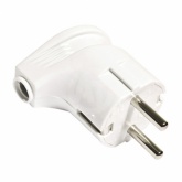 Вилка с заземлением ИЭК ВПу11-01-Ст 2P+E 16А угловая белая