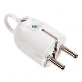 Вилка с заземлением ИЭК ВПу12-01-Ст 2P+E 16А угловая с кольцом белая