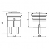 Вилка с заземлением DKC 2P+E 16А с центральным вводом кабеля черная