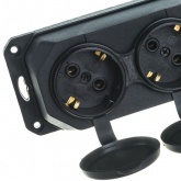 Розетка каучуковая четверная настенная с крышками ЭРА K4e(B) 4х2P+E 16А IP44 черная