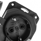 Розетка каучуковая тройная настенная с крышками ЭРА K3e(B) 3х2P+E 16А IP44 черная