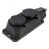 Розетка каучуковая двойная настенная с крышками ЭРА K2e(B) 2х2P+E 16А IP44 черная