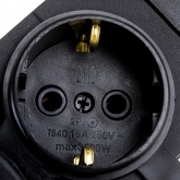 Розетка каучуковая настенная с крышкой ЭРА K1e(B) 2P+E 16А IP44 черная