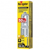 Лампа галогенная капсульная Navigator 94 212 JC 50W 12V G6.35 800Lm 2000h прозрачная