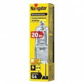 Лампа галогенная капсульная Navigator 94 210 JC 20W 12V G4 240Lm 2000h прозрачная