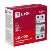 УЗО EKF PROxima ВД-100 2P 80А/300мА (электромеханическое) АС (ВДТ)