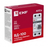 УЗО EKF PROxima ВД-100 2P 63А/300мА (электромеханическое) АС (ВДТ)