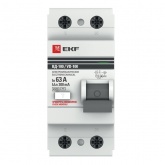 УЗО EKF PROxima ВД-100 2P 63А/300мА (электромеханическое) АС (ВДТ)