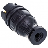 Вилка каучуковая с заземлением ЭРА 2П+З 16A прямая IP44 черная