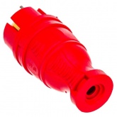 Вилка каучуковая с заземлением ЭРА 2П+З 16A прямая IP44 красная