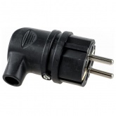 Вилка каучуковая с заземлением ЭРА V9(B) 2Р+Е 16А угловая IP44 черная