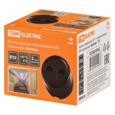 Накладная розетка RJ11+RJ45 двойная TDM Болонь фарфор коричневый