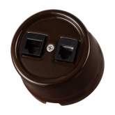 Накладная розетка RJ11+RJ45 двойная TDM Болонь фарфор коричневый