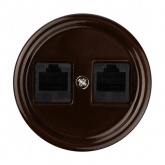 Накладная розетка RJ11 двойная TDM Болонь фарфор коричневый