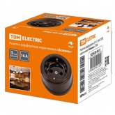 Накладная розетка TDM Болонь 2П+З 16А 250В фарфор коричневый