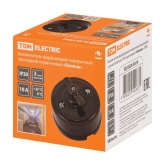 Накладной выключатель 1-клавишный проходной TDM Болонь с ручкой (бантик) 10А фарфор коричневый