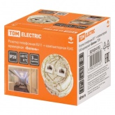 Накладная розетка RJ11+RJ45 двойная TDM Болонь фарфор мраморный