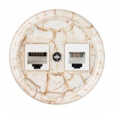 Накладная розетка RJ11+RJ45 двойная TDM Болонь фарфор мраморный