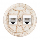 Накладная розетка RJ11 двойная TDM Болонь фарфор мраморный