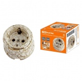 Накладная розетка TDM Болонь 2П+З 16А 250В фарфор мраморный