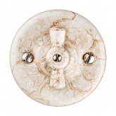 Накладной выключатель 2-клавишный TDM Болонь с ручкой (бантик) 10А фарфор мраморный