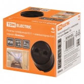 Накладная розетка RJ11+RJ45 двойная TDM Болонь фарфор черный