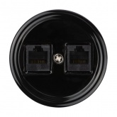 Накладная розетка RJ45 двойная TDM Болонь фарфор черный