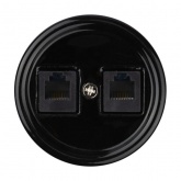 Накладная розетка RJ11 двойная TDM Болонь фарфор черный