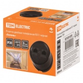 Накладная розетка RJ11 двойная TDM Болонь фарфор черный