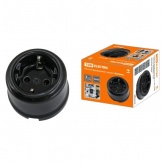 Накладная розетка TDM Болонь 2П+З 16А 250В фарфор черный