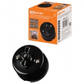 Накладной выключатель 1-клавишный перекрёстный TDM Болонь с ручкой (бантик) 10А фарфор черный