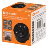 Накладной выключатель 1-клавишный перекрёстный TDM Болонь с ручкой (бантик) 10А фарфор черный