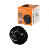 Накладной выключатель 2-клавишный TDM Болонь с ручкой (бантик) 10А фарфор черный