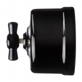 Накладной выключатель 2-клавишный TDM Болонь с ручкой (бантик) 10А фарфор черный