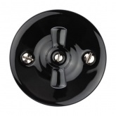 Накладной выключатель 1-клавишный TDM Болонь с ручкой (бантик) 10А фарфор черный