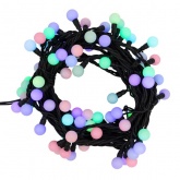 Гирлянда мультишарики, D17,5мм, 10м, черный каучук, 80LED IP65 230V свечение с динамикой, цвет RGB