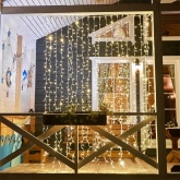 Гирлянда светодиодная Дождь 2x3m 600LED 230V теплый белый, эффект мерцания, белый провод IP65