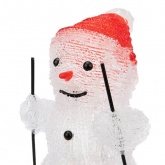 Акриловая светодиодная фигура Снеговик на лыжах, 16х20х29см 30 LED (питание от батареек 3AA)