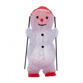 Акриловая светодиодная фигура Снеговик на лыжах, 16х20х29см 30 LED (питание от батареек 3AA)