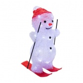 Акриловая светодиодная фигура Снеговик на лыжах, 16х20х29см 30 LED (питание от батареек 3AA)