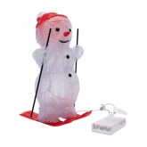 Акриловая светодиодная фигура Снеговик на лыжах, 16х20х29см 30 LED (питание от батареек 3AA)