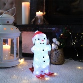 Акриловая светодиодная фигура Снеговик на лыжах, 16х20х29см 30 LED (питание от батареек 3AA)