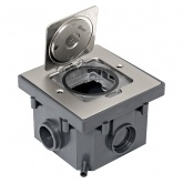 Лючок напольный EKF C-Line 2 под один механизм 45х45 (2 модуля) с напольной коробкой IP44 серый