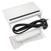 Встраиваемый настольный розеточный блок EKF выдвижной на 8 модулей C-Line металлик