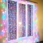 Гирлянда светодиодная Дождь 2х1,5м прозрачный провод 230V RGB 300LED свечение с динамикой