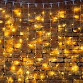 Гирлянда Светодиодный Дождь 2x1,5м 192LED тепло-белый IP44 постоянное свечение, прозрачный провод