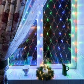 Гирлянда Сеть 1,5х1,5м 150LED мультиколор, 8 режимов свечения, прозрачный провод, 230В
