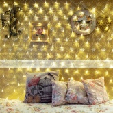 Гирлянда Сеть 1,5х1,5м 150LED тепло-белый, 8 режимов свечения, прозрачный провод, 230В